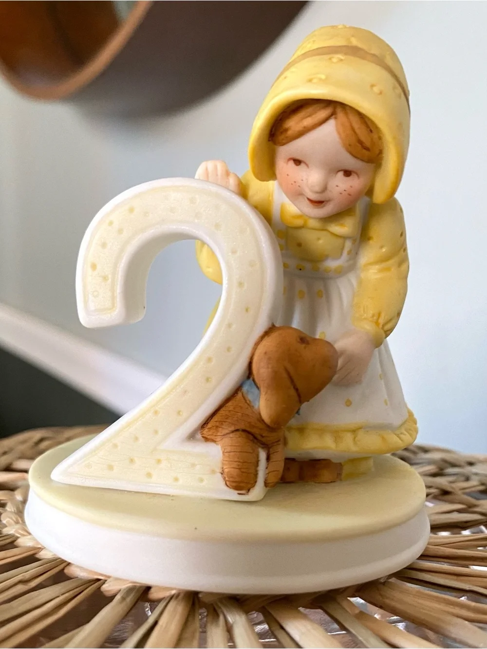 Vintage 1983 Holly Hobbie “Age 2” Porcelain Birthday Figurine Cake Topper